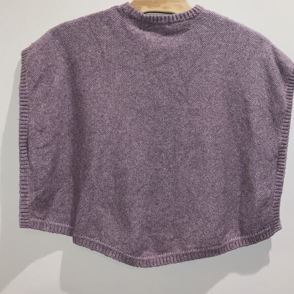 LOFT Wool Sweater Poncho XS/S Purple Pullover Crew Cable Knit Cape Fall Winter - Picture 7 of 8